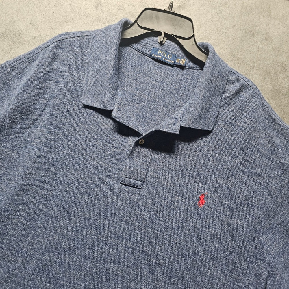 Polo Ralph Lauren Mens 3XB Blue Heather Cotton Short Sleeve Pony Logo Polo Shirt